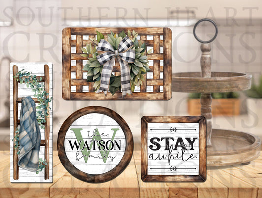 Rustic Farmhouse Tiered Tray Decor Bundle PNG Digital File