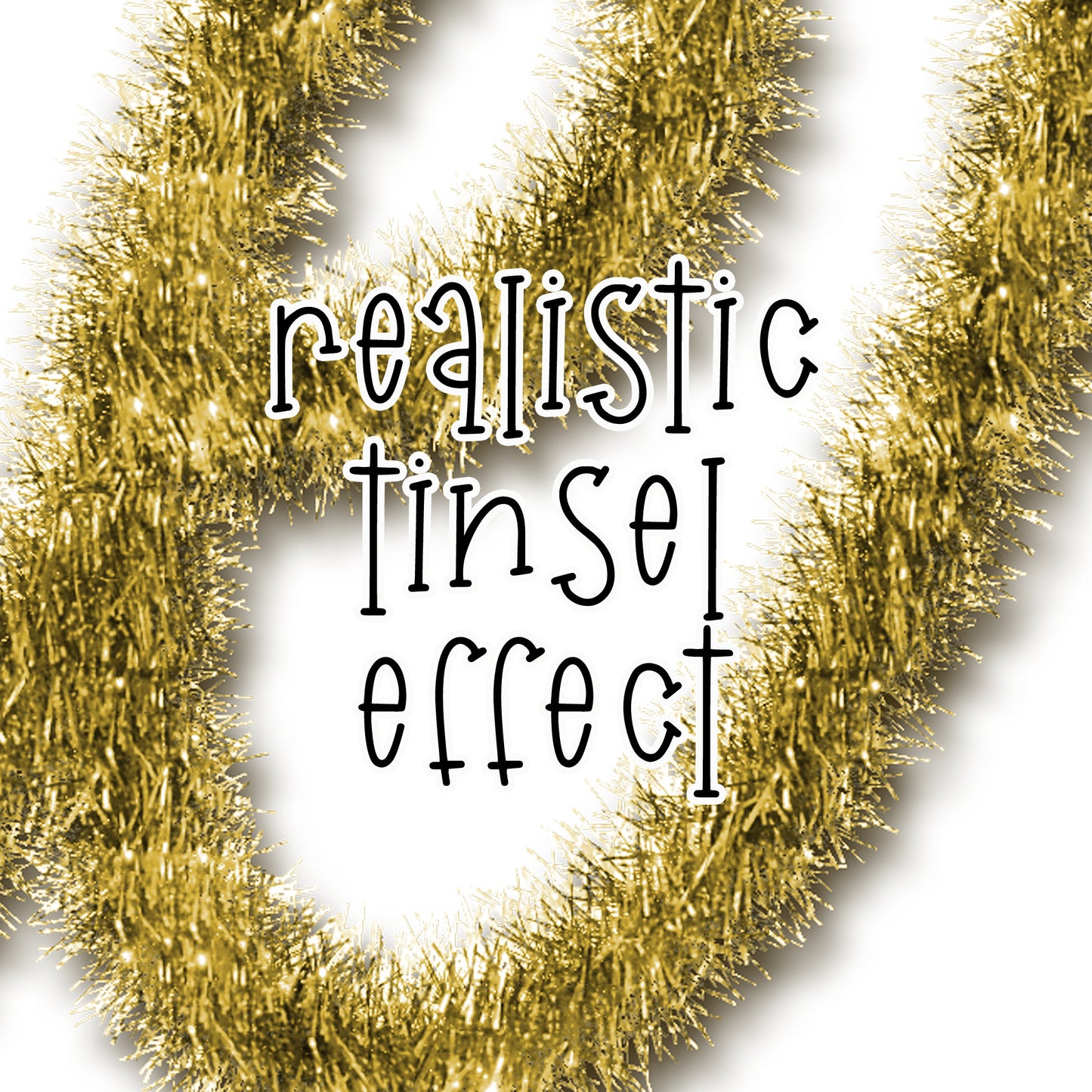 Faux Tinsel Merry and Bright Christmas Bundle PNG Digital Download