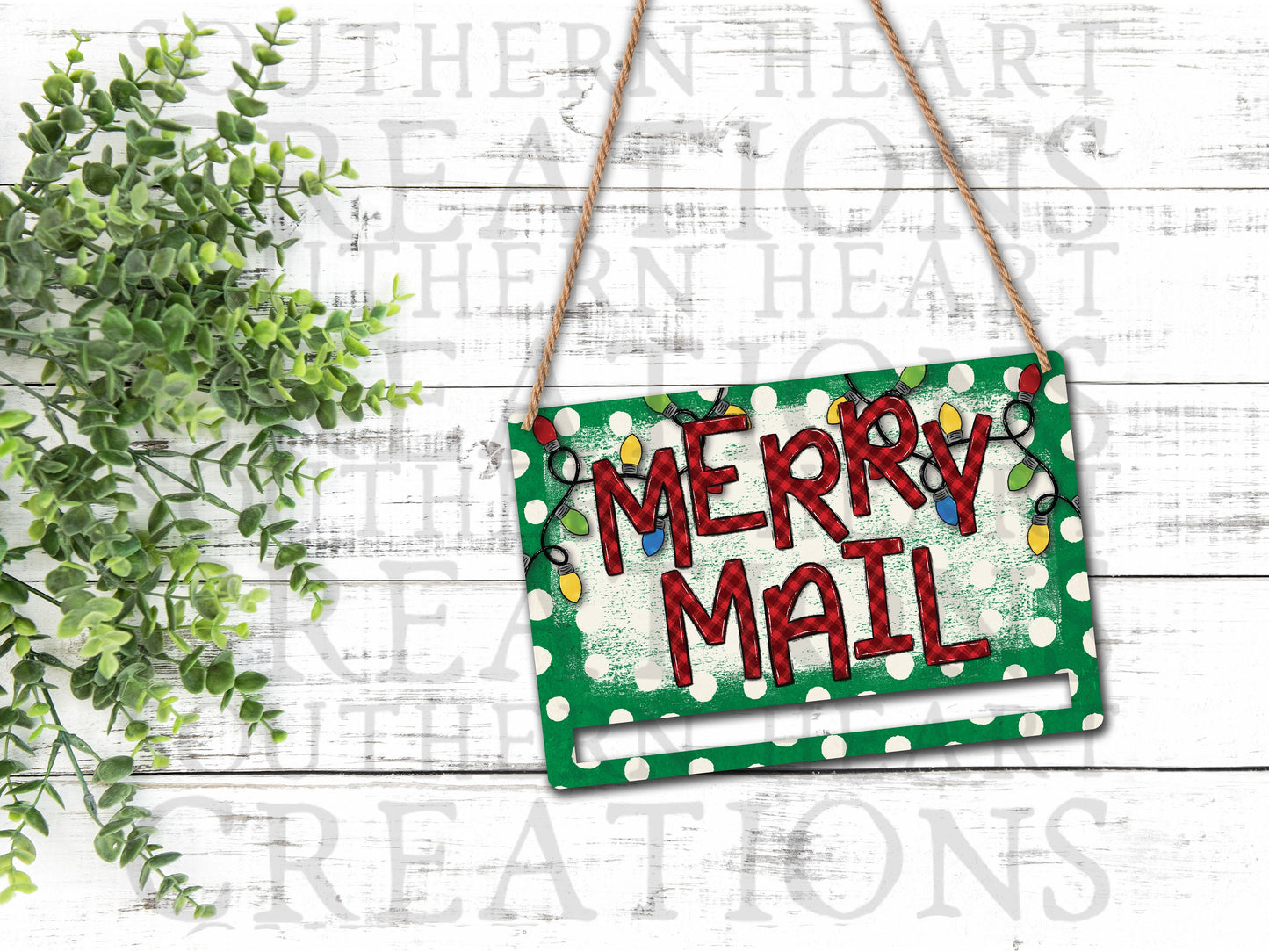 Polka Dot Merry Mail Door Hanger PNG Digital File