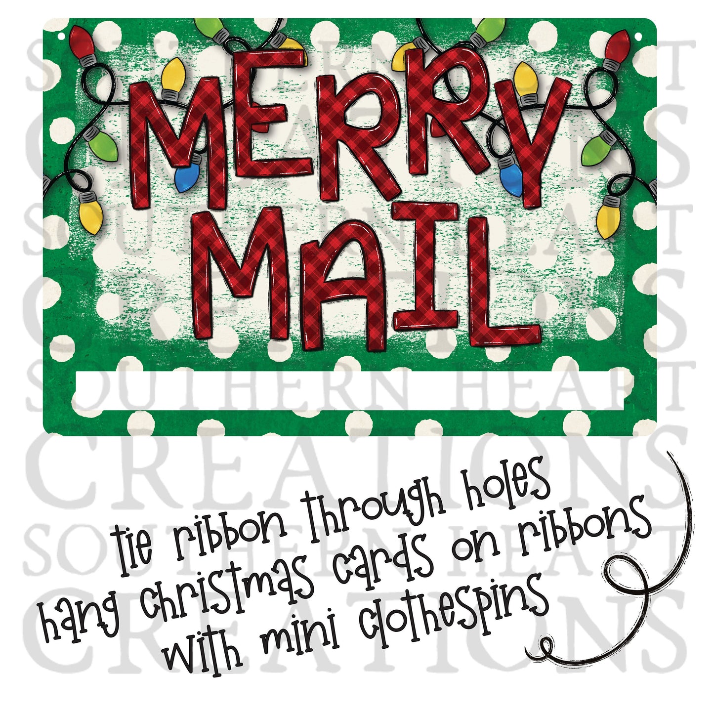 Polka Dot Merry Mail Door Hanger PNG Digital File