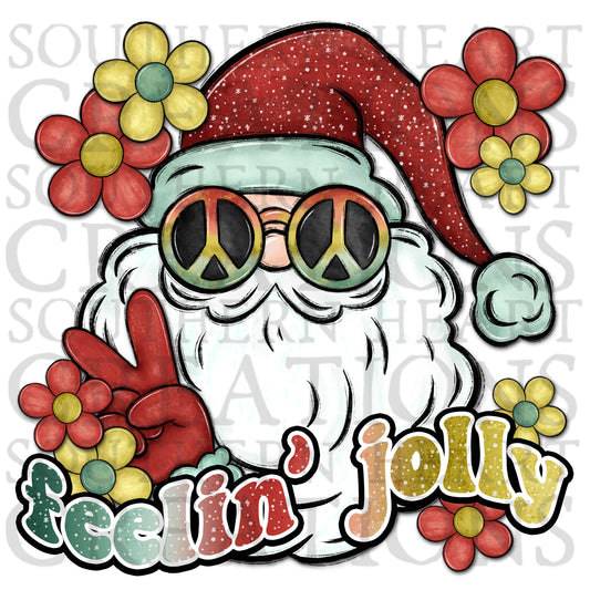 Feelin' Jolly Retro Santa PNG Digital Download File