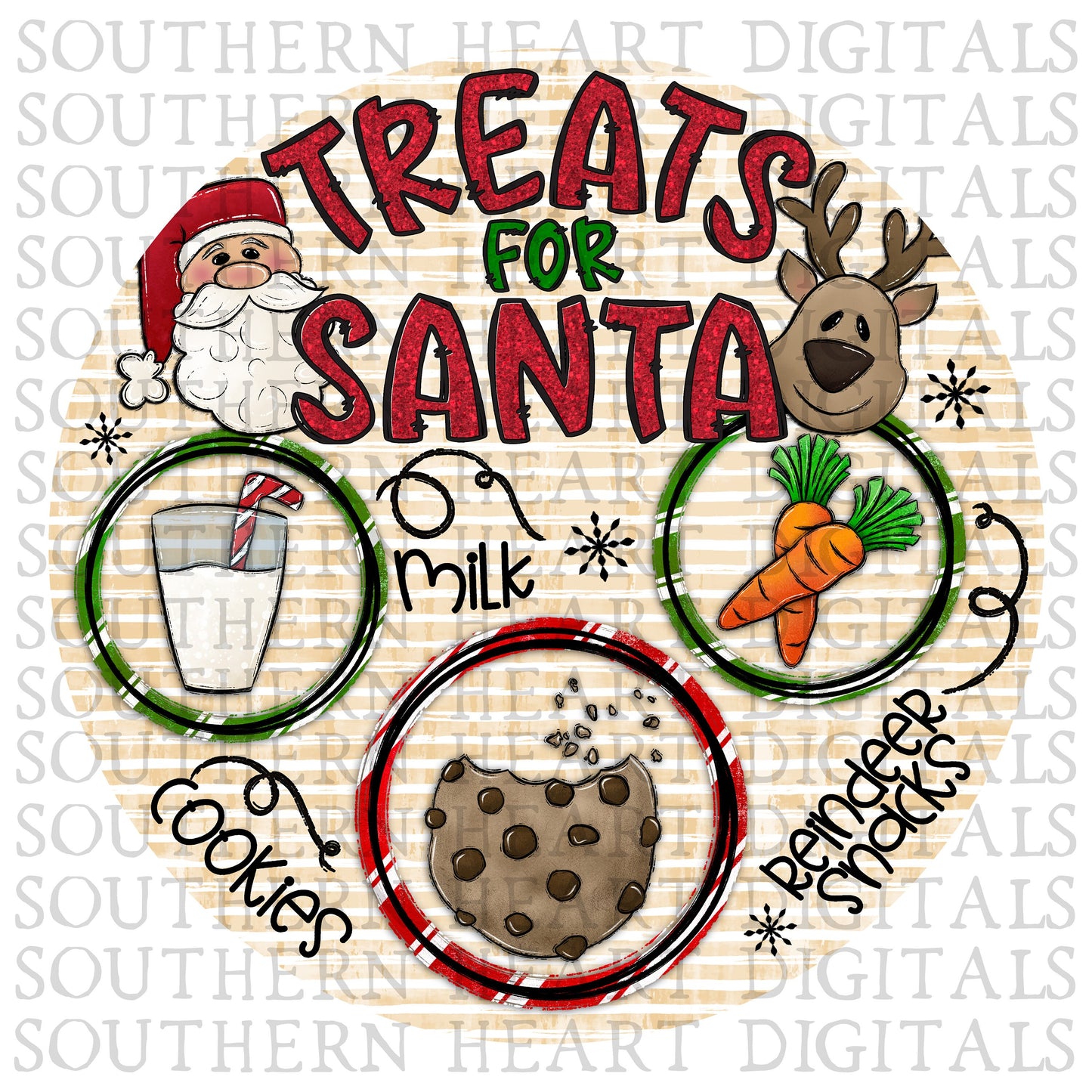 Treats for Santa ROUND PNG Digital Download