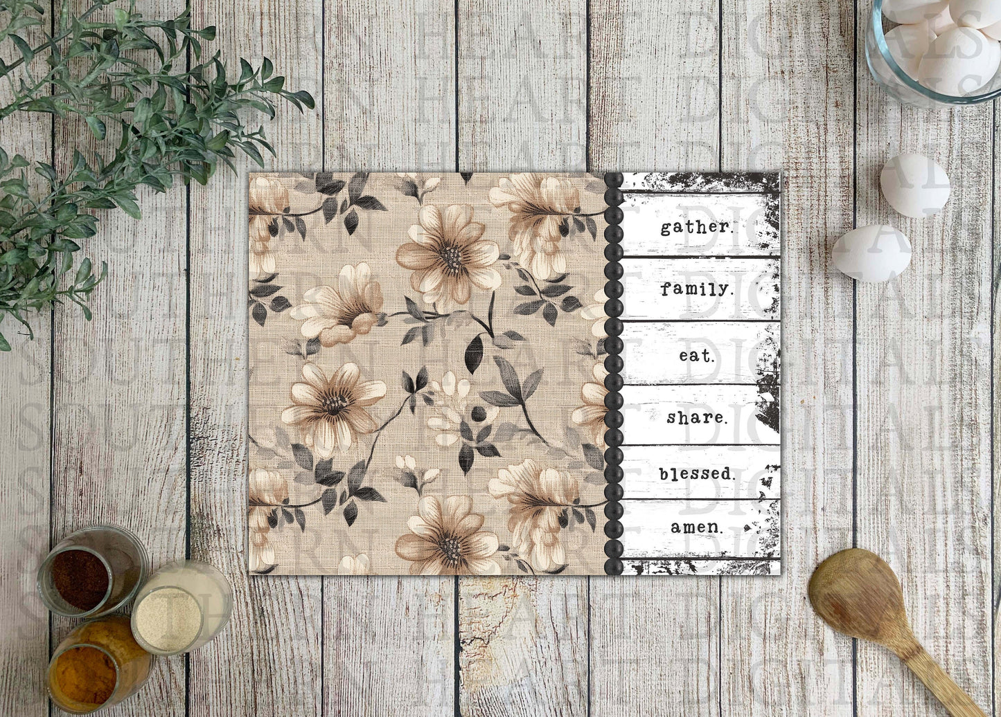 Farmhouse Floral Kitchen Placemat PNG Digital File