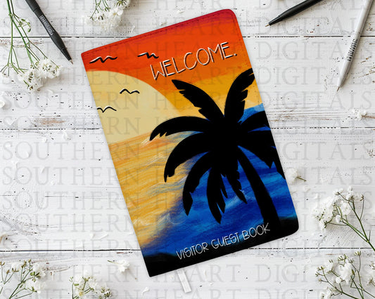 Beach Sunset Visitor Guest Book Sublimation Journal Cover PNG Digital File