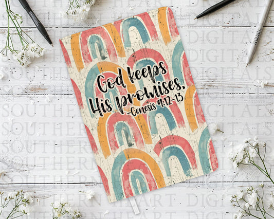 God Keeps His Promises Rainbow Sublimation Journal Cover PNG Digital File