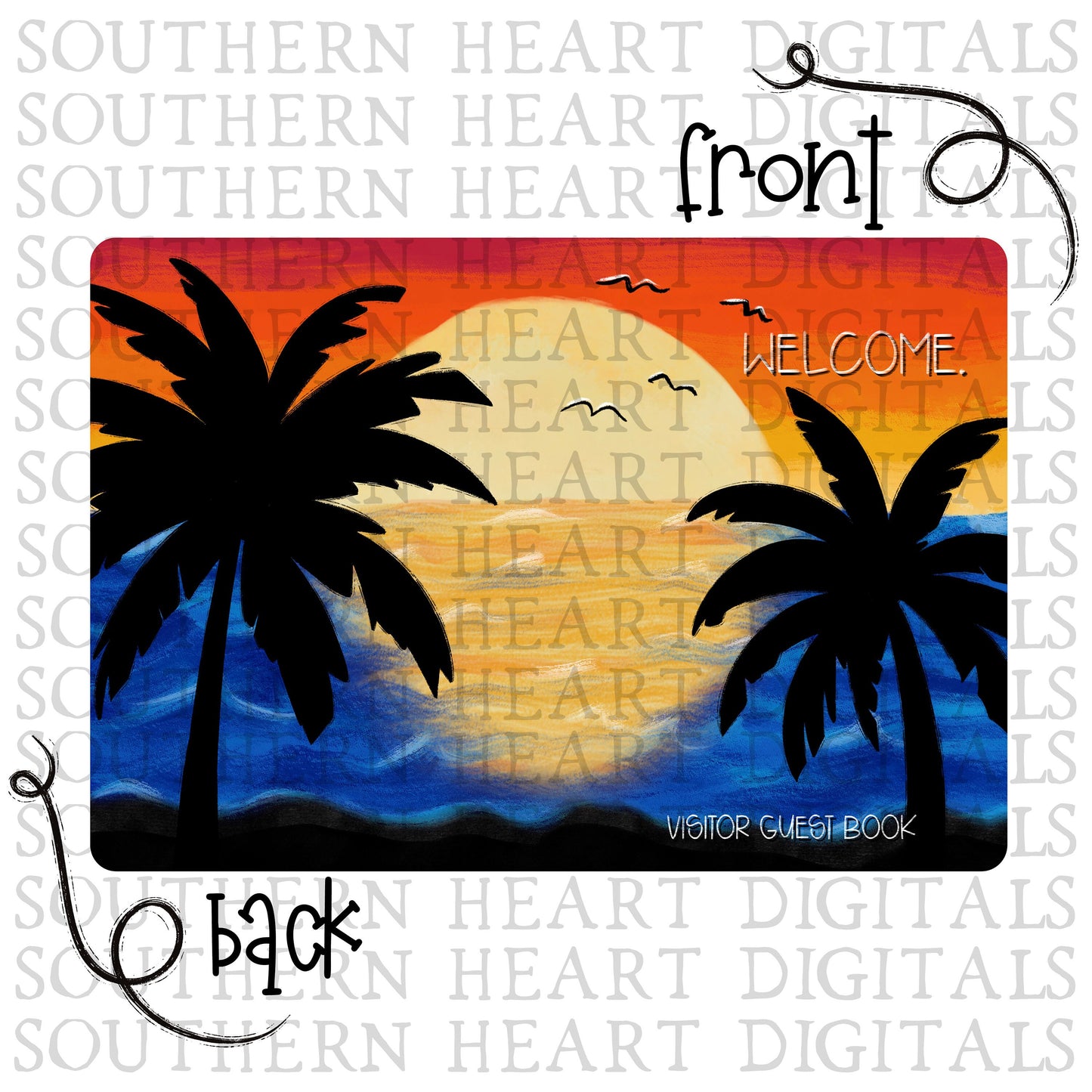 Beach Sunset Visitor Guest Book Sublimation Journal Cover PNG Digital File