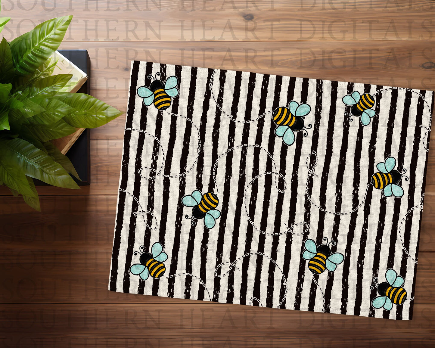 Honeybee Themed Kitchen Placemat & Table Runner Bundle PNG Digital Files