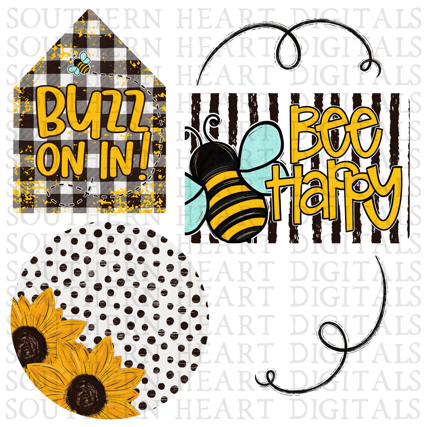 Honeybee Themed Tiered Tray Decor Bundle PNG Digital File