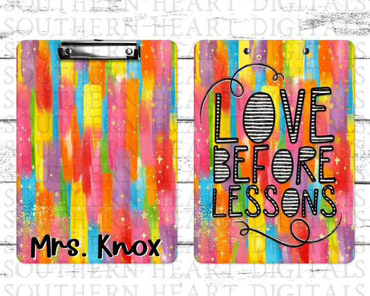 Bright Rainbow Love Before Lessons Clipboard Sublimation PNG Digital File