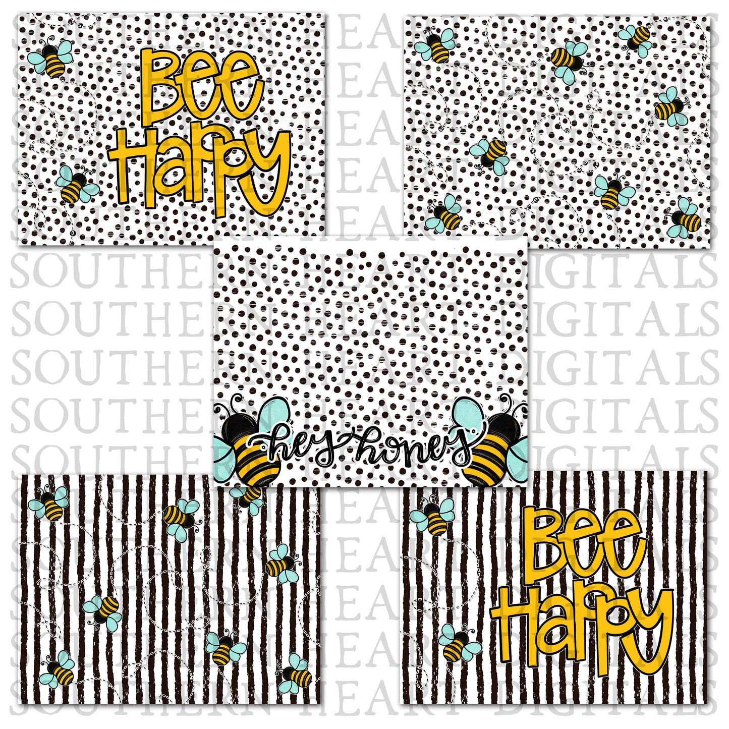 Honeybee Themed Kitchen Placemat & Table Runner Bundle PNG Digital Files