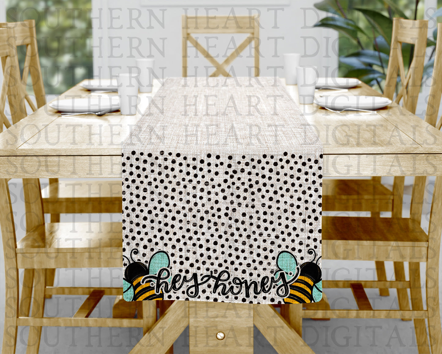 Honeybee Themed Kitchen Placemat & Table Runner Bundle PNG Digital Files