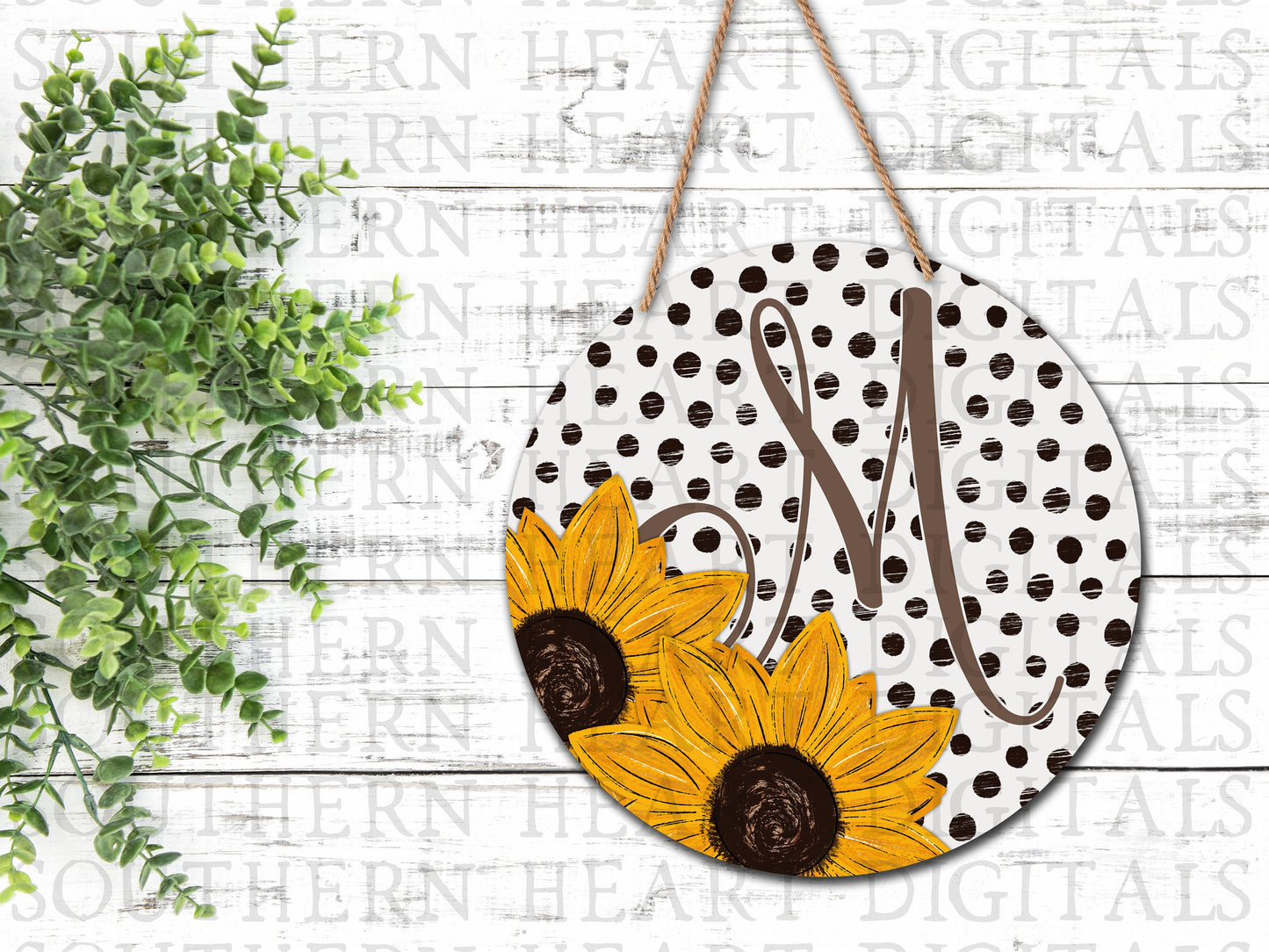 Sunflower Monogram Round Bundle PNG Digital File