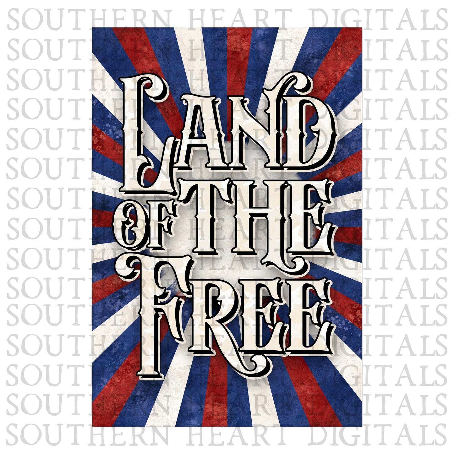 Land of the Free Patriotic Garden Flag PNG Digital Download