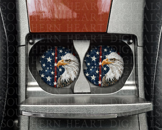 Patriotic Eagle Red White and Blue Coaster Template PNG Digital File