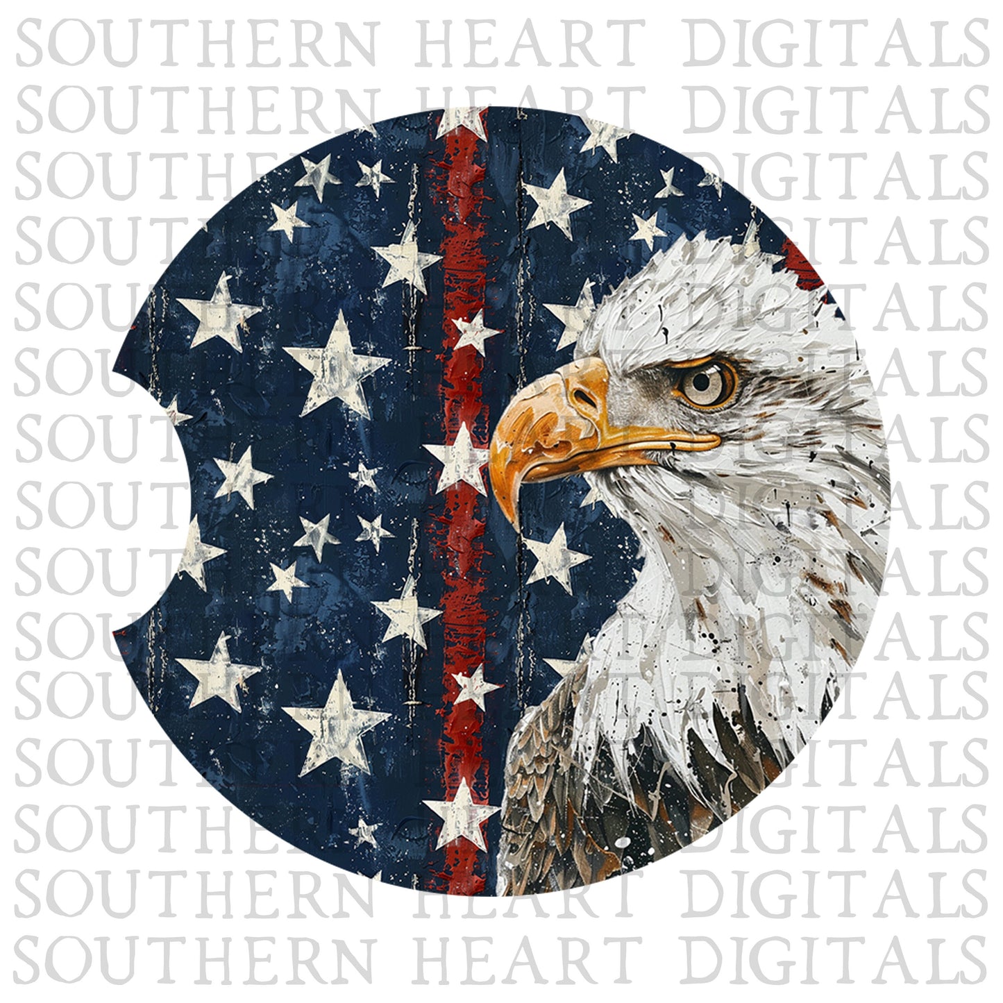 Patriotic Eagle Red White and Blue Coaster Template PNG Digital File