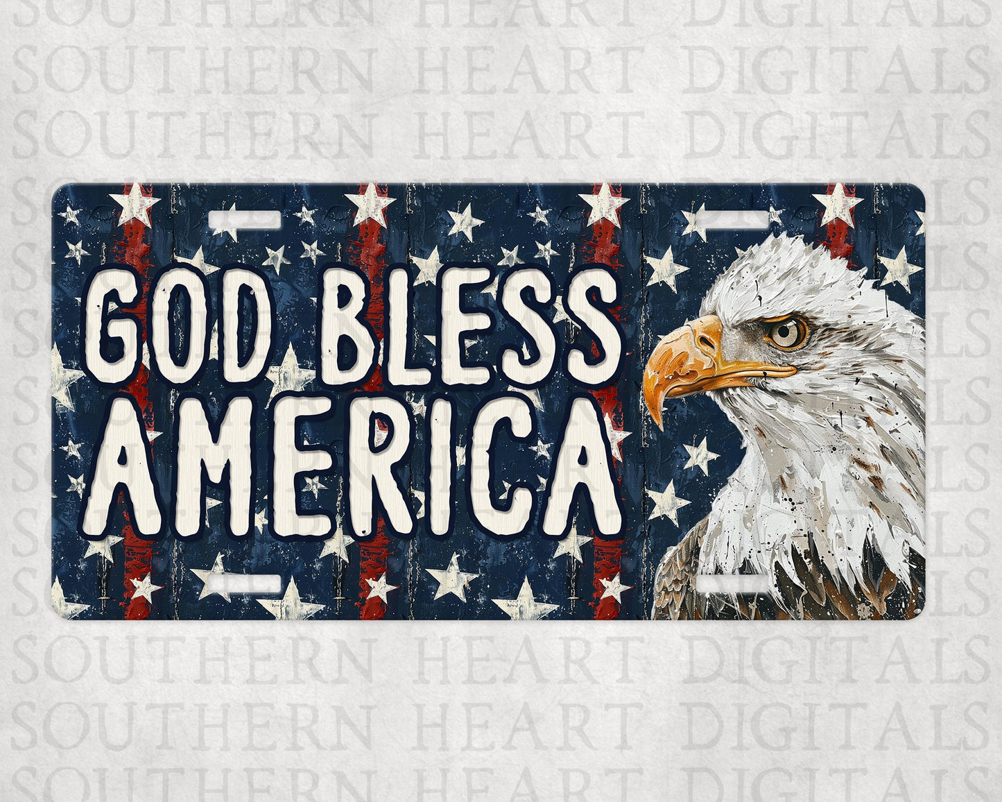 God Bless America Patriotic Eagle Vanity Plate PNG Digital Download