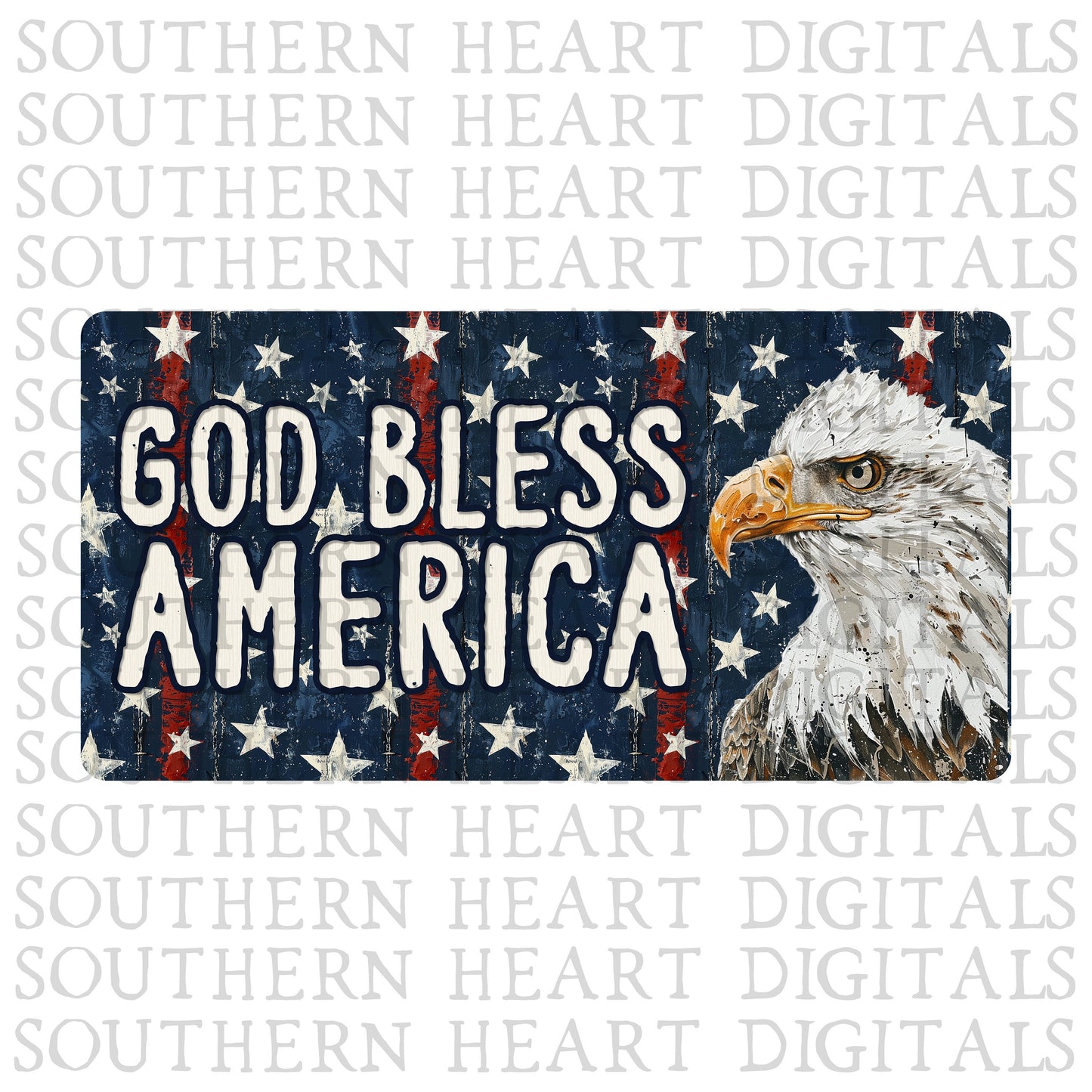 God Bless America Patriotic Eagle Vanity Plate PNG Digital Download