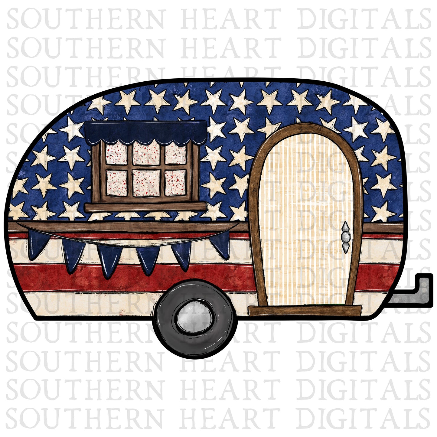 Patriotic Camper Door Hanger Camper PNG Digital File