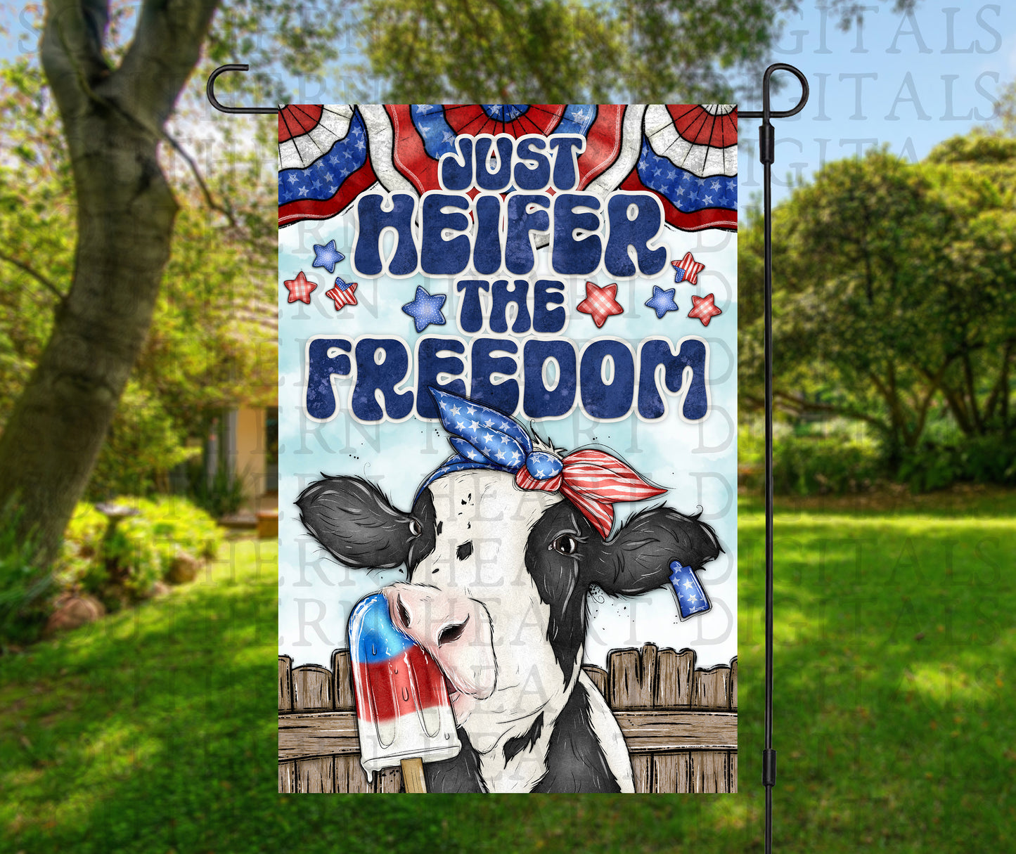 Just Heifer The Freedom Garden Flag PNG Digital Download