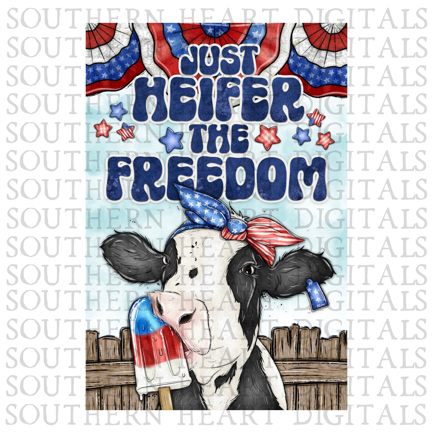 Just Heifer The Freedom Garden Flag PNG Digital Download